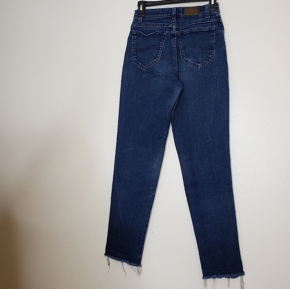 LEE Original Straight Womens Jeans Ultra High Waist Raw Hem Distressed Vintage - Picture 14 of 16
